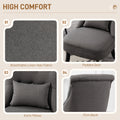 Fabric Single Sofa Dining Chair Tub Chair Upholstered W/ Pillow Solid Wood Leg Home Living Room Furniture Charcoal Grey