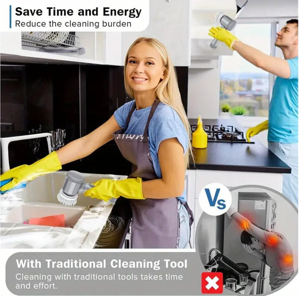 Electric Spin Scrubber - Shower Scrubber,Bathroom Scrubber Electric,for Cleaning Tub, Floor, Tile, Window, Sink, Kitchen Cleaning With 5 Electric Cleaning Brush Head  8